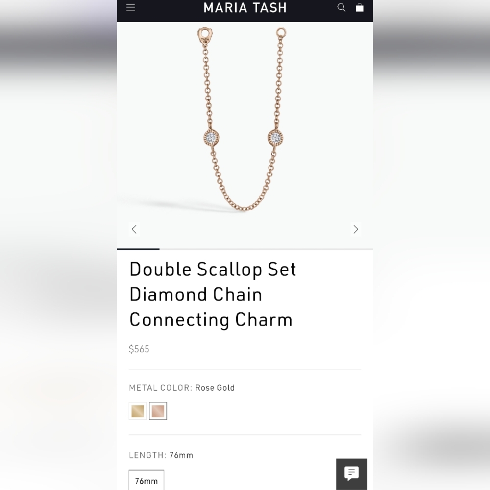 ❌Sold❌ Maria Tash Double Scallop Set Diamond Chain Connecting Charm